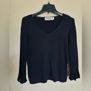 VINTAGE Joseph A. Qu'est ce que c'est silk? Sweater Long Sleeve Knit w/crochet M